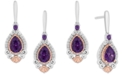 Enchanted Disney Fine Jewelry Enchanted Disney Amethyst (2 ct. t.w.) & Diamond (1/7 ct. t.w.) Ariel Drop Earrings in Sterling Silver & 14k Rose Gold